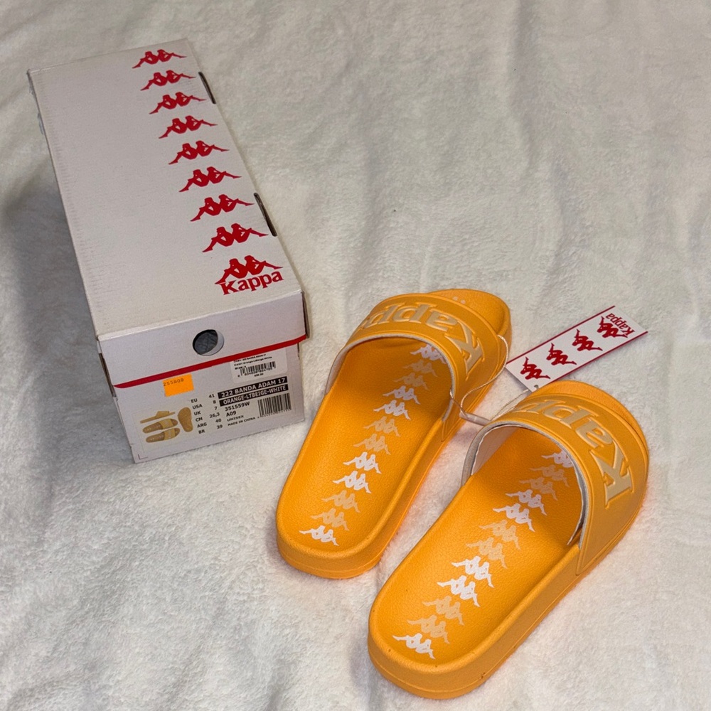 Kappa Slide Sandals - Orange-LTBeige-White (Unisex)